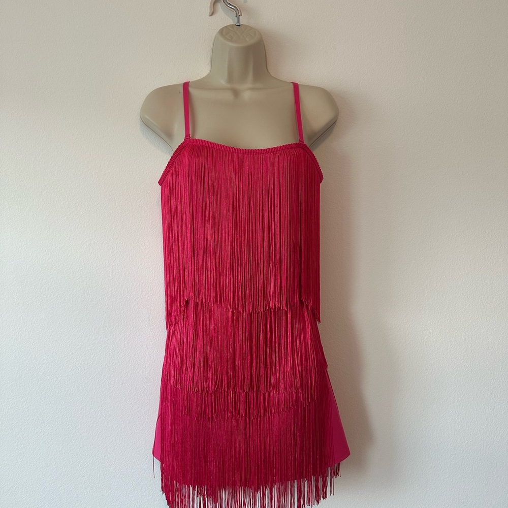 Vibrant Pink Fringe 2 piece Dress